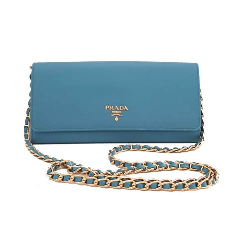 prada wallet on chain blue|prada black saffiano wallet.